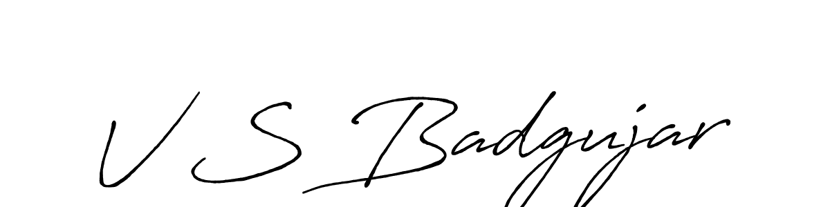 How to make V S Badgujar name signature. Use Antro_Vectra_Bolder style for creating short signs online. This is the latest handwritten sign. V S Badgujar signature style 7 images and pictures png