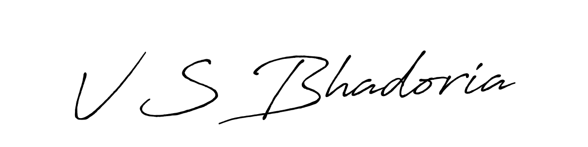 The best way (Antro_Vectra_Bolder) to make a short signature is to pick only two or three words in your name. The name V S Bhadoria include a total of six letters. For converting this name. V S Bhadoria signature style 7 images and pictures png