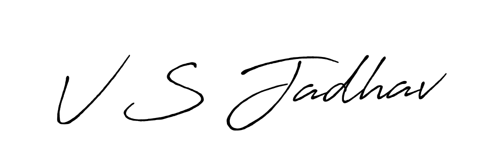 How to make V S Jadhav name signature. Use Antro_Vectra_Bolder style for creating short signs online. This is the latest handwritten sign. V S Jadhav signature style 7 images and pictures png