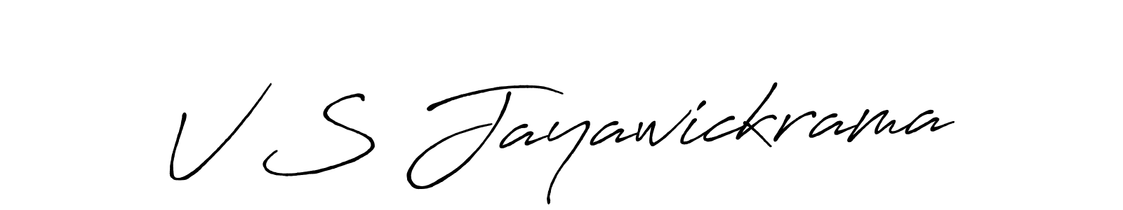 How to make V S Jayawickrama name signature. Use Antro_Vectra_Bolder style for creating short signs online. This is the latest handwritten sign. V S Jayawickrama signature style 7 images and pictures png