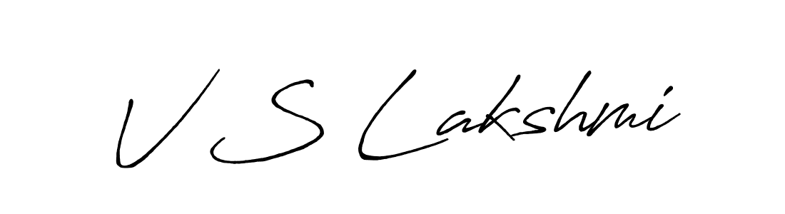 The best way (Antro_Vectra_Bolder) to make a short signature is to pick only two or three words in your name. The name V S Lakshmi include a total of six letters. For converting this name. V S Lakshmi signature style 7 images and pictures png