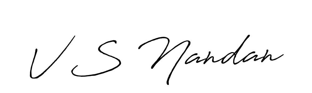 Also we have V S Nandan name is the best signature style. Create professional handwritten signature collection using Antro_Vectra_Bolder autograph style. V S Nandan signature style 7 images and pictures png