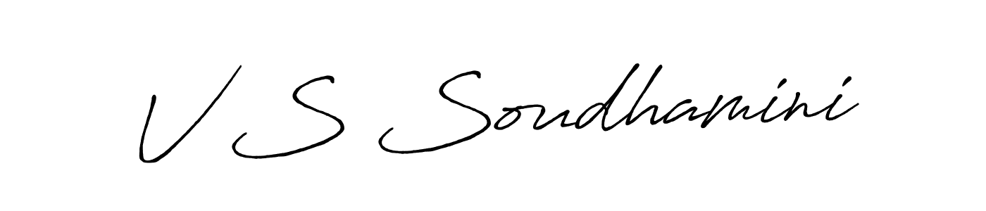 You should practise on your own different ways (Antro_Vectra_Bolder) to write your name (V S Soudhamini) in signature. don't let someone else do it for you. V S Soudhamini signature style 7 images and pictures png