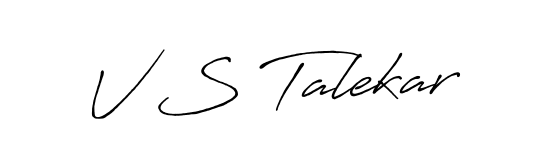 The best way (Antro_Vectra_Bolder) to make a short signature is to pick only two or three words in your name. The name V S Talekar include a total of six letters. For converting this name. V S Talekar signature style 7 images and pictures png