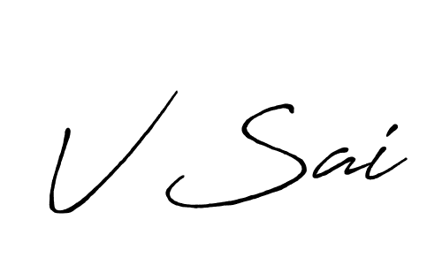 if you are searching for the best signature style for your name V Sai. so please give up your signature search. here we have designed multiple signature styles  using Antro_Vectra_Bolder. V Sai signature style 7 images and pictures png