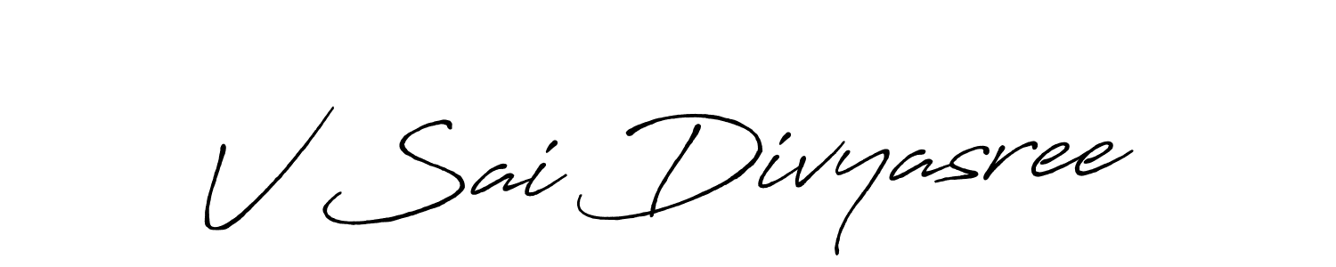 You should practise on your own different ways (Antro_Vectra_Bolder) to write your name (V Sai Divyasree) in signature. don't let someone else do it for you. V Sai Divyasree signature style 7 images and pictures png