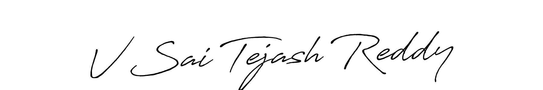 This is the best signature style for the V Sai Tejash Reddy name. Also you like these signature font (Antro_Vectra_Bolder). Mix name signature. V Sai Tejash Reddy signature style 7 images and pictures png