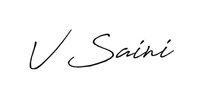 Design your own signature with our free online signature maker. With this signature software, you can create a handwritten (Antro_Vectra_Bolder) signature for name V Saini. V Saini signature style 7 images and pictures png