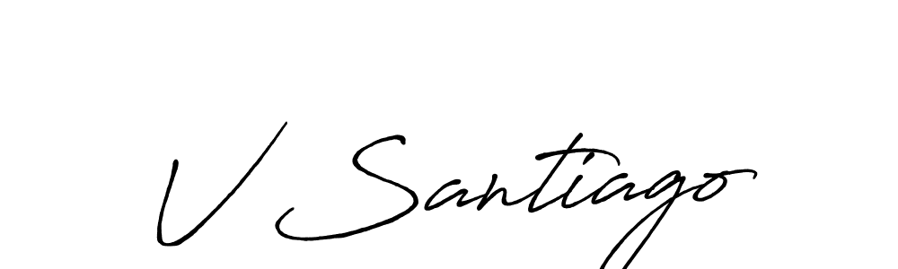 Create a beautiful signature design for name V Santiago. With this signature (Antro_Vectra_Bolder) fonts, you can make a handwritten signature for free. V Santiago signature style 7 images and pictures png