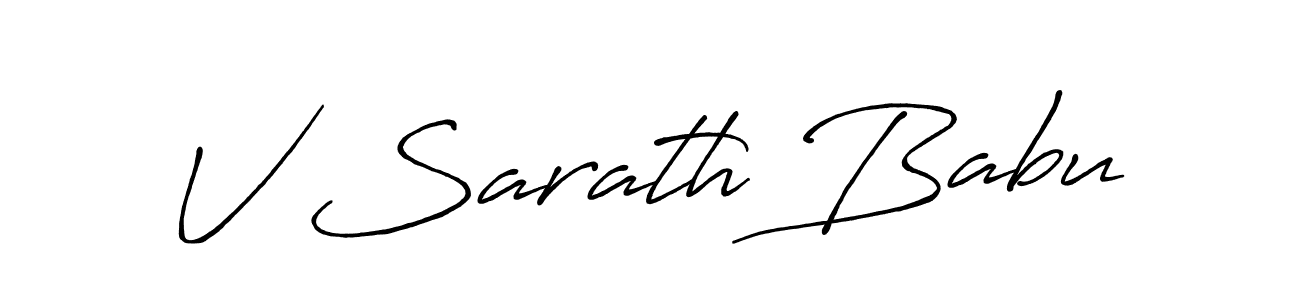 The best way (Antro_Vectra_Bolder) to make a short signature is to pick only two or three words in your name. The name V Sarath Babu include a total of six letters. For converting this name. V Sarath Babu signature style 7 images and pictures png