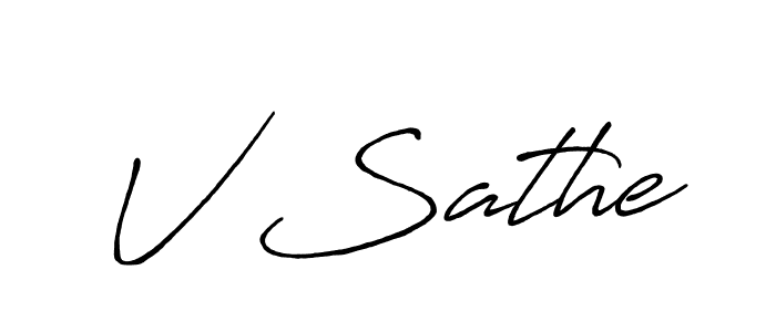 How to make V Sathe name signature. Use Antro_Vectra_Bolder style for creating short signs online. This is the latest handwritten sign. V Sathe signature style 7 images and pictures png