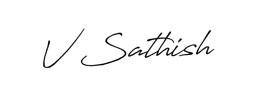 How to make V Sathish name signature. Use Antro_Vectra_Bolder style for creating short signs online. This is the latest handwritten sign. V Sathish signature style 7 images and pictures png