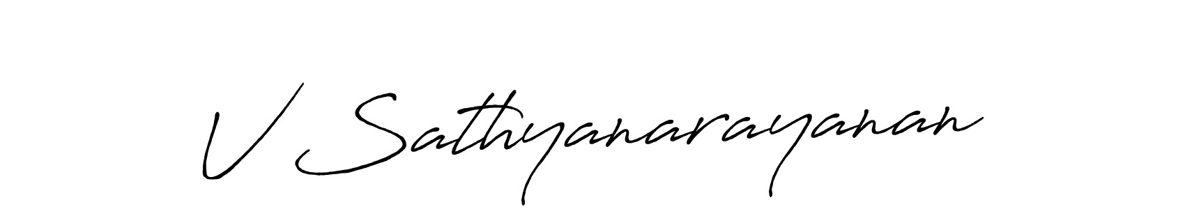 Use a signature maker to create a handwritten signature online. With this signature software, you can design (Antro_Vectra_Bolder) your own signature for name V Sathyanarayanan. V Sathyanarayanan signature style 7 images and pictures png