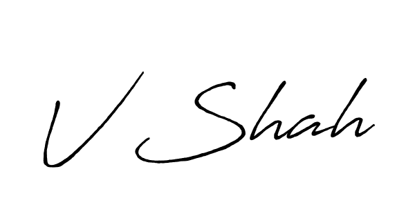 V Shah stylish signature style. Best Handwritten Sign (Antro_Vectra_Bolder) for my name. Handwritten Signature Collection Ideas for my name V Shah. V Shah signature style 7 images and pictures png
