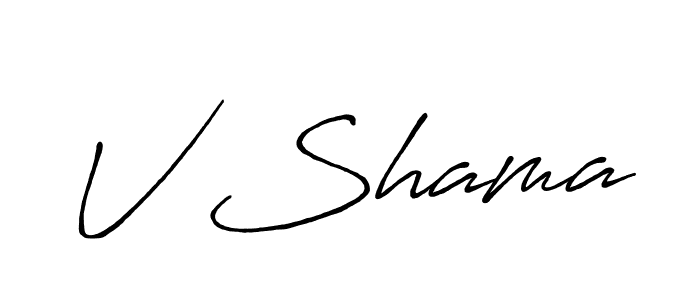 Make a beautiful signature design for name V Shama. With this signature (Antro_Vectra_Bolder) style, you can create a handwritten signature for free. V Shama signature style 7 images and pictures png