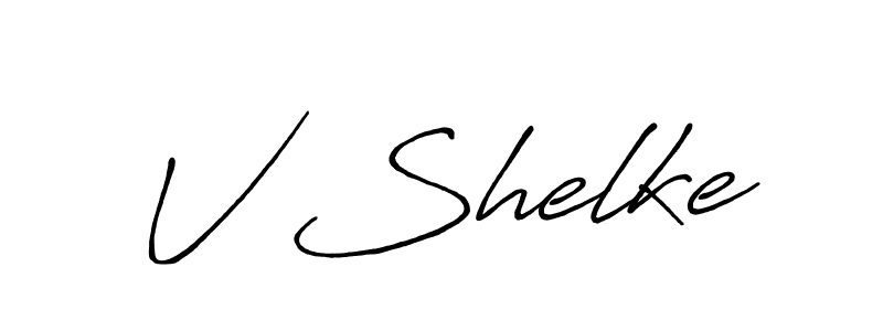 Also we have V Shelke name is the best signature style. Create professional handwritten signature collection using Antro_Vectra_Bolder autograph style. V Shelke signature style 7 images and pictures png