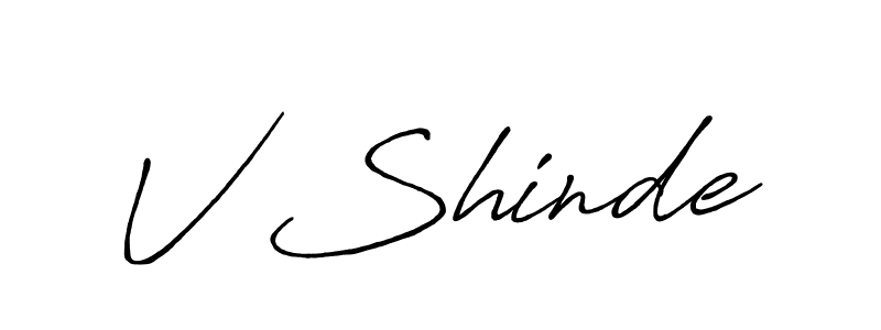 How to make V Shinde name signature. Use Antro_Vectra_Bolder style for creating short signs online. This is the latest handwritten sign. V Shinde signature style 7 images and pictures png