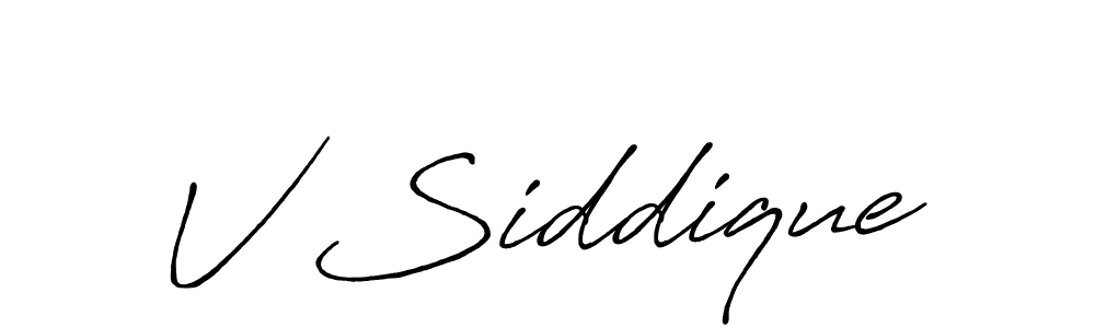 How to make V Siddique name signature. Use Antro_Vectra_Bolder style for creating short signs online. This is the latest handwritten sign. V Siddique signature style 7 images and pictures png