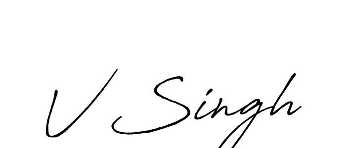 Also You can easily find your signature by using the search form. We will create V Singh name handwritten signature images for you free of cost using Antro_Vectra_Bolder sign style. V Singh signature style 7 images and pictures png