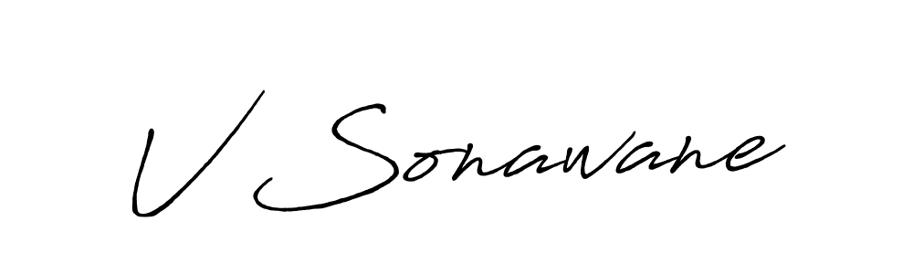 if you are searching for the best signature style for your name V Sonawane. so please give up your signature search. here we have designed multiple signature styles  using Antro_Vectra_Bolder. V Sonawane signature style 7 images and pictures png