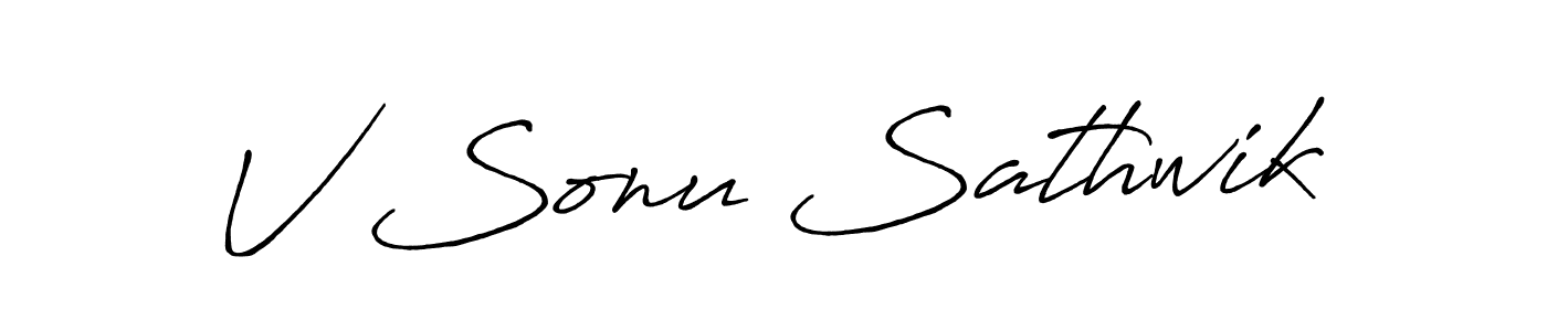 V Sonu Sathwik stylish signature style. Best Handwritten Sign (Antro_Vectra_Bolder) for my name. Handwritten Signature Collection Ideas for my name V Sonu Sathwik. V Sonu Sathwik signature style 7 images and pictures png