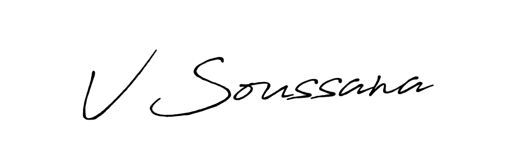if you are searching for the best signature style for your name V Soussana. so please give up your signature search. here we have designed multiple signature styles  using Antro_Vectra_Bolder. V Soussana signature style 7 images and pictures png