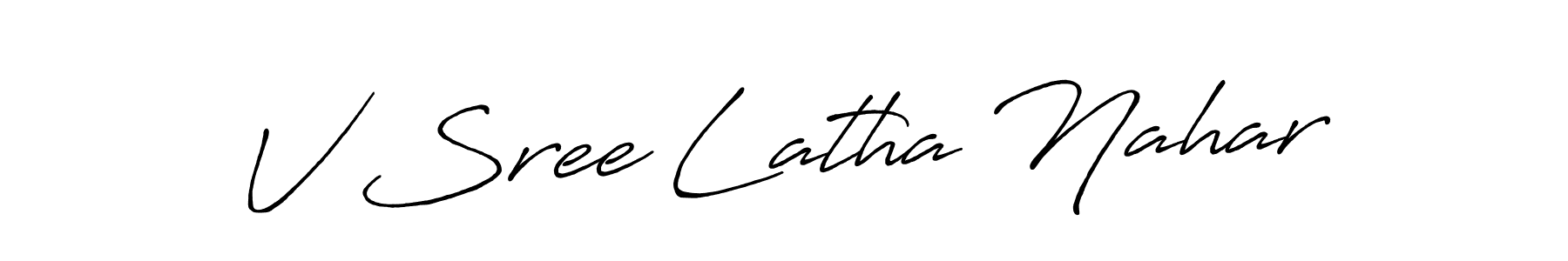 This is the best signature style for the V Sree Latha Nahar name. Also you like these signature font (Antro_Vectra_Bolder). Mix name signature. V Sree Latha Nahar signature style 7 images and pictures png