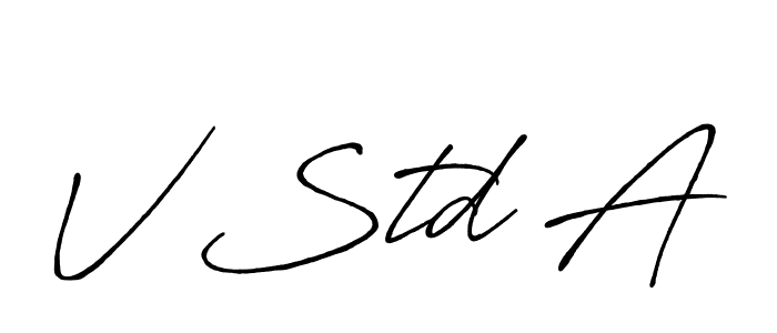 Also You can easily find your signature by using the search form. We will create V Std A name handwritten signature images for you free of cost using Antro_Vectra_Bolder sign style. V Std A signature style 7 images and pictures png
