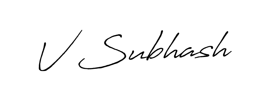 Use a signature maker to create a handwritten signature online. With this signature software, you can design (Antro_Vectra_Bolder) your own signature for name V Subhash. V Subhash signature style 7 images and pictures png