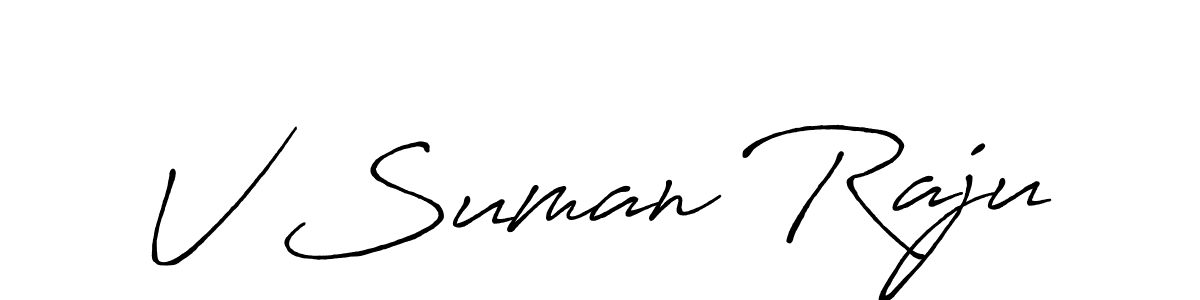 V Suman Raju stylish signature style. Best Handwritten Sign (Antro_Vectra_Bolder) for my name. Handwritten Signature Collection Ideas for my name V Suman Raju. V Suman Raju signature style 7 images and pictures png
