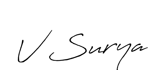 Design your own signature with our free online signature maker. With this signature software, you can create a handwritten (Antro_Vectra_Bolder) signature for name V Surya. V Surya signature style 7 images and pictures png