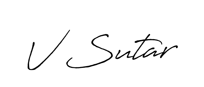 Create a beautiful signature design for name V Sutar. With this signature (Antro_Vectra_Bolder) fonts, you can make a handwritten signature for free. V Sutar signature style 7 images and pictures png