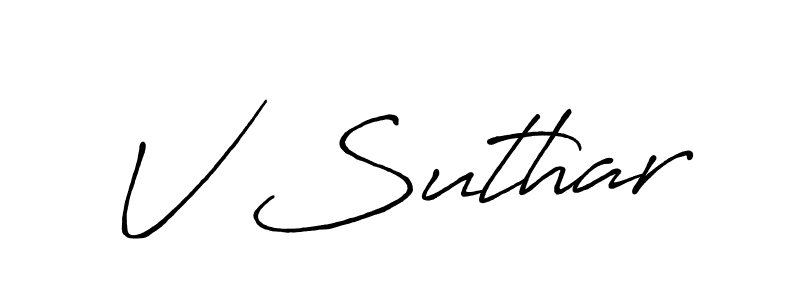 Make a beautiful signature design for name V Suthar. With this signature (Antro_Vectra_Bolder) style, you can create a handwritten signature for free. V Suthar signature style 7 images and pictures png