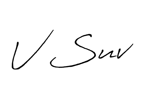 Similarly Antro_Vectra_Bolder is the best handwritten signature design. Signature creator online .You can use it as an online autograph creator for name V Suv. V Suv signature style 7 images and pictures png