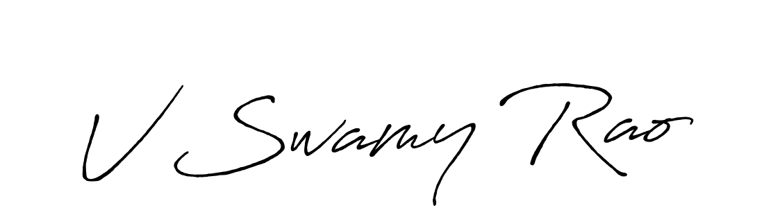 How to make V Swamy Rao name signature. Use Antro_Vectra_Bolder style for creating short signs online. This is the latest handwritten sign. V Swamy Rao signature style 7 images and pictures png