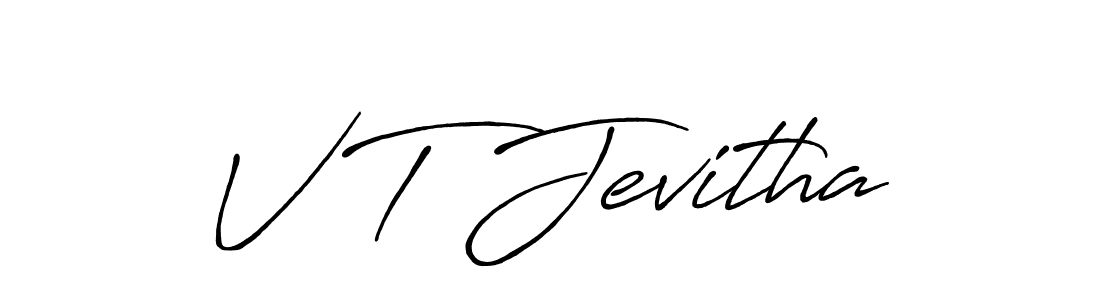 The best way (Antro_Vectra_Bolder) to make a short signature is to pick only two or three words in your name. The name V T Jevitha include a total of six letters. For converting this name. V T Jevitha signature style 7 images and pictures png