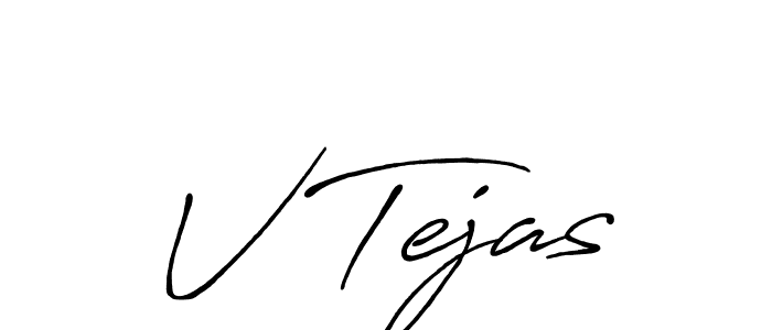 The best way (Antro_Vectra_Bolder) to make a short signature is to pick only two or three words in your name. The name V Tejas include a total of six letters. For converting this name. V Tejas signature style 7 images and pictures png