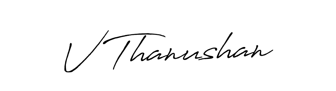 How to make V Thanushan signature? Antro_Vectra_Bolder is a professional autograph style. Create handwritten signature for V Thanushan name. V Thanushan signature style 7 images and pictures png