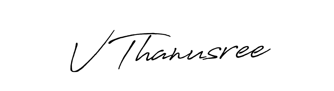 Create a beautiful signature design for name V Thanusree. With this signature (Antro_Vectra_Bolder) fonts, you can make a handwritten signature for free. V Thanusree signature style 7 images and pictures png