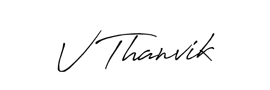 Design your own signature with our free online signature maker. With this signature software, you can create a handwritten (Antro_Vectra_Bolder) signature for name V Thanvik. V Thanvik signature style 7 images and pictures png