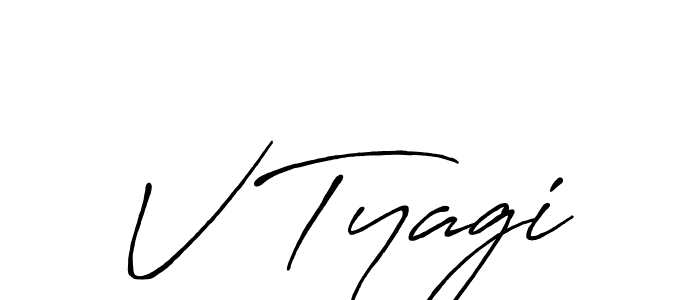 Create a beautiful signature design for name V Tyagi. With this signature (Antro_Vectra_Bolder) fonts, you can make a handwritten signature for free. V Tyagi signature style 7 images and pictures png