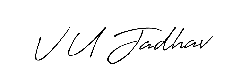 Create a beautiful signature design for name V U Jadhav. With this signature (Antro_Vectra_Bolder) fonts, you can make a handwritten signature for free. V U Jadhav signature style 7 images and pictures png