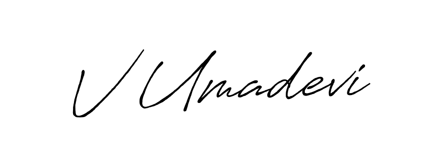 The best way (Antro_Vectra_Bolder) to make a short signature is to pick only two or three words in your name. The name V Umadevi include a total of six letters. For converting this name. V Umadevi signature style 7 images and pictures png