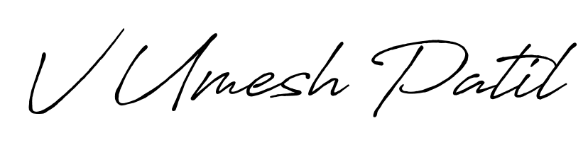 Personalize your online presence with V Umesh Patil signature rendered in elegant Antro_Vectra_Bolder font. Great for website footers and blogs. V Umesh Patil signature style 7 images and pictures png