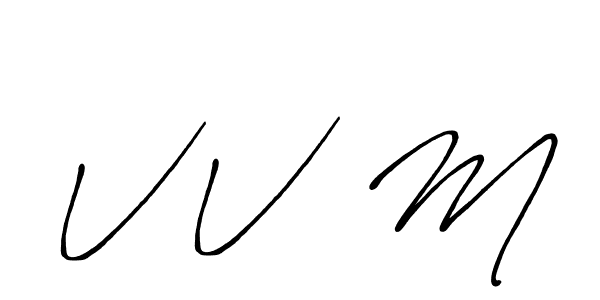 Create a beautiful signature design for name V V  M. With this signature (Antro_Vectra_Bolder) fonts, you can make a handwritten signature for free. V V  M signature style 7 images and pictures png
