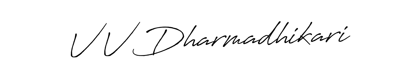 Design your own signature with our free online signature maker. With this signature software, you can create a handwritten (Antro_Vectra_Bolder) signature for name V V Dharmadhikari. V V Dharmadhikari signature style 7 images and pictures png