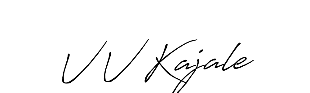 The best way (Antro_Vectra_Bolder) to make a short signature is to pick only two or three words in your name. The name V V Kajale include a total of six letters. For converting this name. V V Kajale signature style 7 images and pictures png