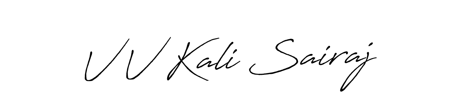 Use a signature maker to create a handwritten signature online. With this signature software, you can design (Antro_Vectra_Bolder) your own signature for name V V Kali Sairaj. V V Kali Sairaj signature style 7 images and pictures png