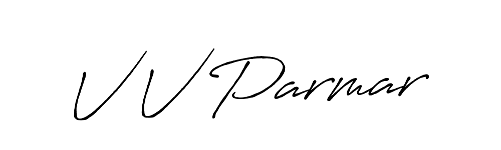 How to make V V Parmar name signature. Use Antro_Vectra_Bolder style for creating short signs online. This is the latest handwritten sign. V V Parmar signature style 7 images and pictures png