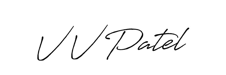 Also we have V V Patel name is the best signature style. Create professional handwritten signature collection using Antro_Vectra_Bolder autograph style. V V Patel signature style 7 images and pictures png